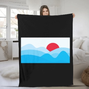 Discover Minimalist Sun Light Blue Fleece Blankets