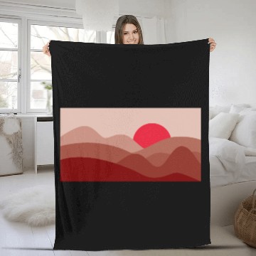 Discover Minimalist Sun Garnet Red Fleece Blankets