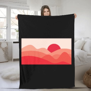 Discover Minimalist Sun Red Fleece Blankets