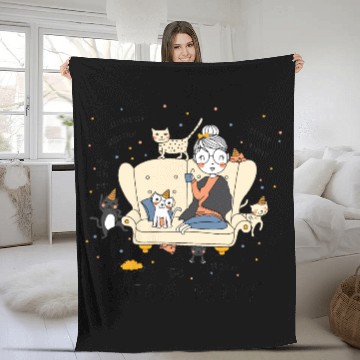 Discover cute cats family Fleece Blankets