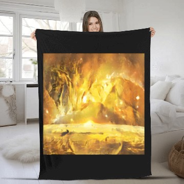 Discover Gold Nebulae Rises Over a Golden World Abstract Fleece Blankets