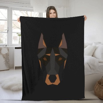 Discover Doberman geometrical Fleece Blankets