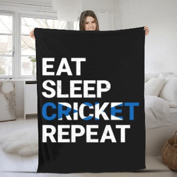 Discover Eat Sleep Cricket Repeat Scotland Flag Sports Gift Fleece Blankets