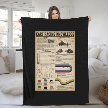 Discover Kart Racing Knowledge Poster, Anatomy Of Go Kart Fleece Blankets