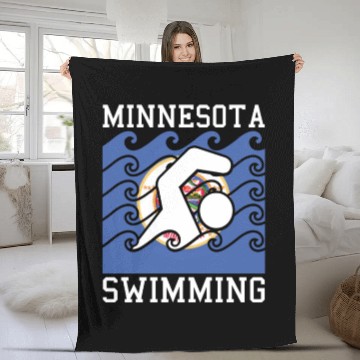 Discover Minnesota Flag Swimming Team Swim Swimmer US State Fleece Blankets