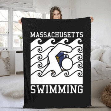Discover Massachusetts Flag Swimming Team Swim Swimmer US S Fleece Blankets