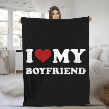 Discover I Love BF I Love my Boyfriend Fleece Blankets