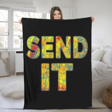 Discover Mountain Bike - Send It - Fat Bike MTB Fleece Blankets