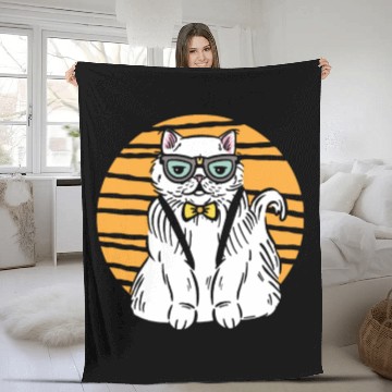 Discover Stylish Nerd Persian Cat Beanie Glasses Tattoo Fleece Blankets