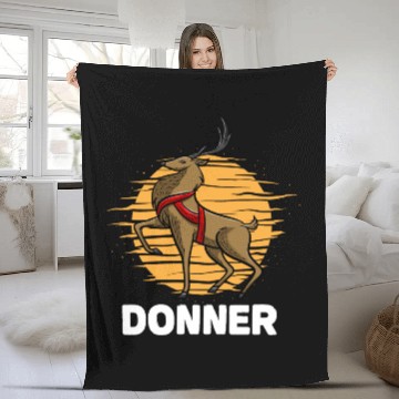 Discover Christmas Santa's Reindeer Lazy Costume Donner Fleece Blankets