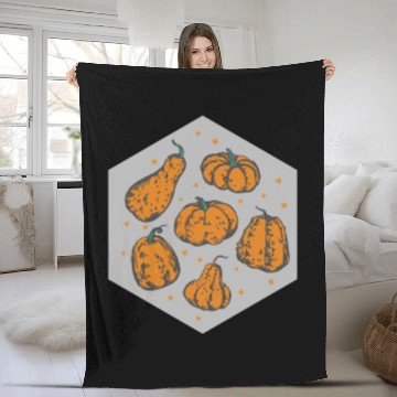 Discover Halloween Theme Cute Pumpkins Hexagon Coffee Fleece Blankets