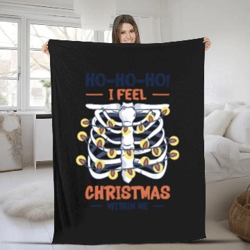 Discover Christmas Holiday Skeleton Rib Cage Radiology Fleece Blankets