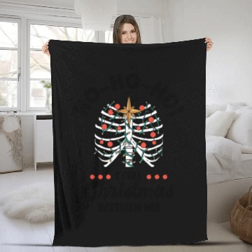 Discover Christmas Holiday Skeleton Rib Cage Radiology Fleece Blankets