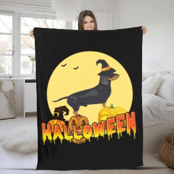 Discover Dachshund Halloween Fleece Blankets