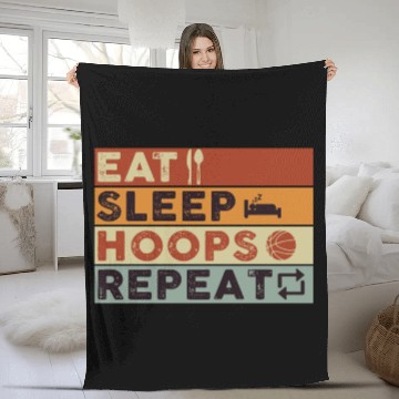 Discover Eat Sleep Hoops Repeat Basketball Fleece Blankets