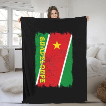 Discover Guadeloupe vintage flag Fleece Blankets
