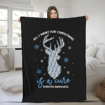 Discover Christmas Diabetes Awareness Reindeer Fleece Blankets