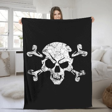Discover Grunge Pirate Skull And Crossbones Fleece Blankets