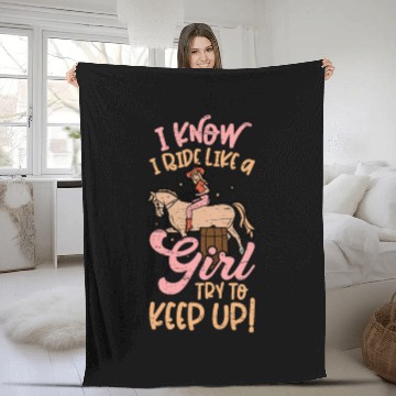 Discover Barrel Racing Rodeo Equestrian Horse Barrel Racer Fleece Blankets