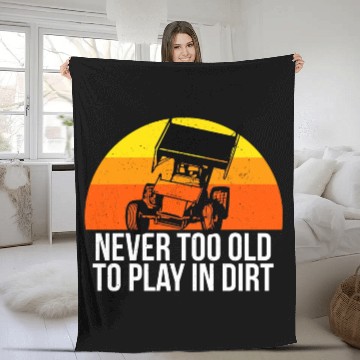Discover Sprint Car Racing Never Old Play Dirt Track Race F Fleece Blankets