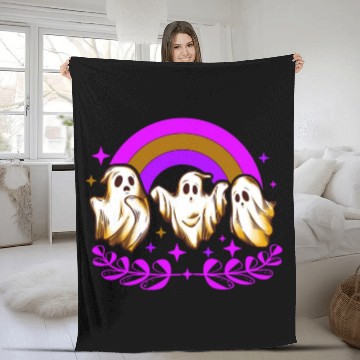 Discover Halloween Fleece Blankets, Ghost Rainbow Horror Spooky