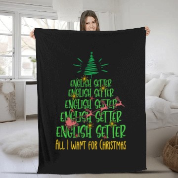 Discover English Setter Christmas Dog breed Christmas Tree Fleece Blankets