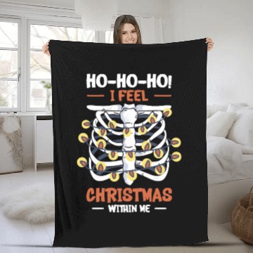 Discover Christmas Holiday Skeleton Rib Cage Radiology Fleece Blankets