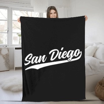 Discover San Diego California Cool Ca Retro 1970S White Tex Fleece Blankets