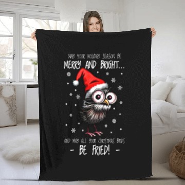 Discover Santa Hat Christmas bird owl Christmas owls gift Fleece Blankets