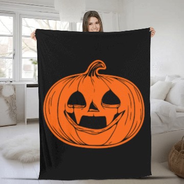 Discover Pumpkin Face - Creepy Pumpkin Grimace Fleece Blankets