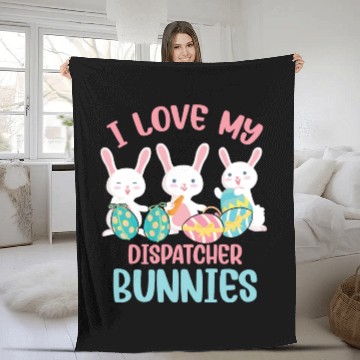 Discover I Love My Dispatcher Bunnies Rabbit Lover Easter Fleece Blankets