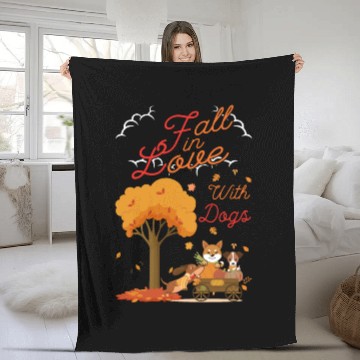 Discover Women Fall Dog Lover Autumn Fleece Blankets