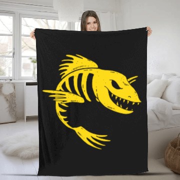 Discover Fish Skeleton Fleece Blankets