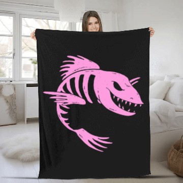 Discover Fish Skeleton Fleece Blankets