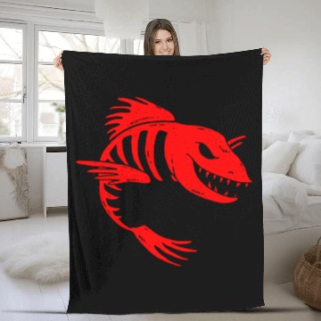 Discover Fish Skeleton Fleece Blankets