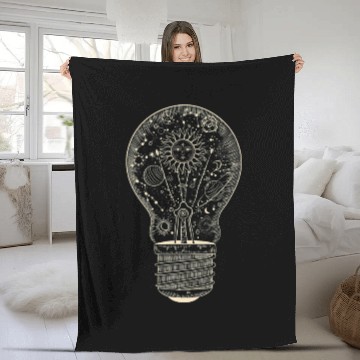 Discover Astronomy Universe Planets Light Bulb Fleece Blankets
