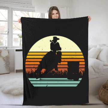 Discover Barrel Racing Retro Sun Style Fleece Blankets