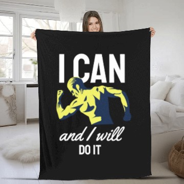 Discover I Can Do it Weightlifting Workout Fitness Gym Gift Fleece Blankets
