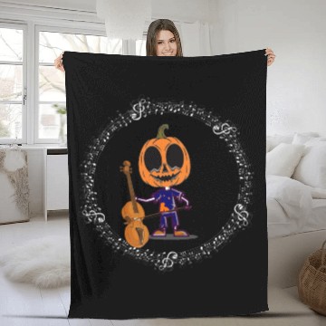 Discover Halloween guitar player in scary night, plays scar Fleece Blankets