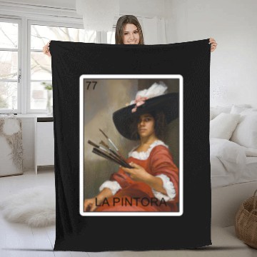 Discover La Pintora The Painter Card Mexican Lottery Card Fleece Blankets