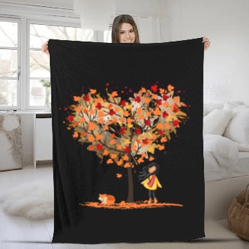 Discover Autumn Girl Fleece Blankets