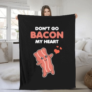 Discover Matching Couple Funny Bacon My Heart Romantic Pun Fleece Blankets
