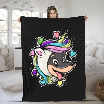 Discover Unicorn Doberman Pinscher Funny Dog Lover Design Fleece Blankets