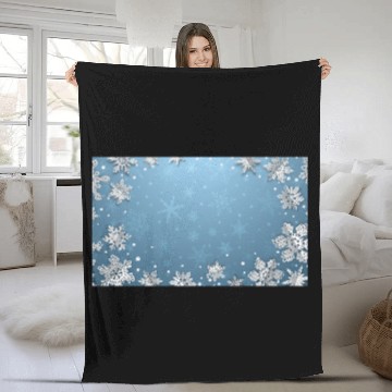 Discover Winter Snowflakes Blue Pattern Fleece Blankets