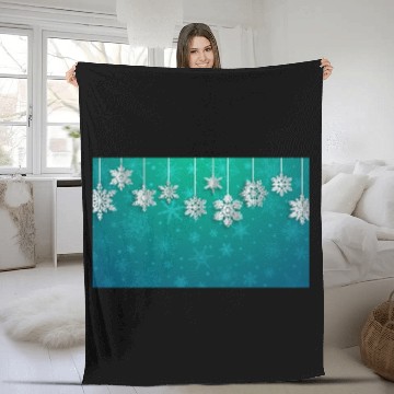 Discover Elegant Hanging Snowflakes Teal Fleece Blankets