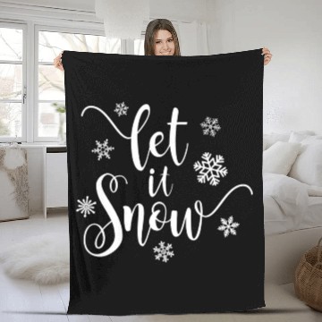 Discover Simple Let it Snow Christmas Calligraphy Fleece Blankets
