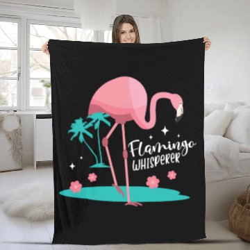 Discover Pink Flamingo Whisperer Animal Wading Bird Lover Fleece Blankets