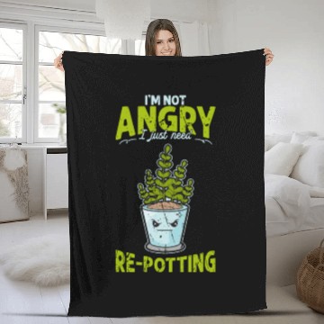 Discover I'm not angry, I just need re-potting. - Fleece Blankets
