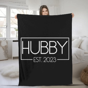 Discover Hubby Est. 2023 Matching Couple Newlywed Marriedma Fleece Blankets