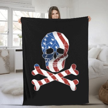 Discover Amercan Flag Skull Usa 1776 Patroitic Fleece Blankets